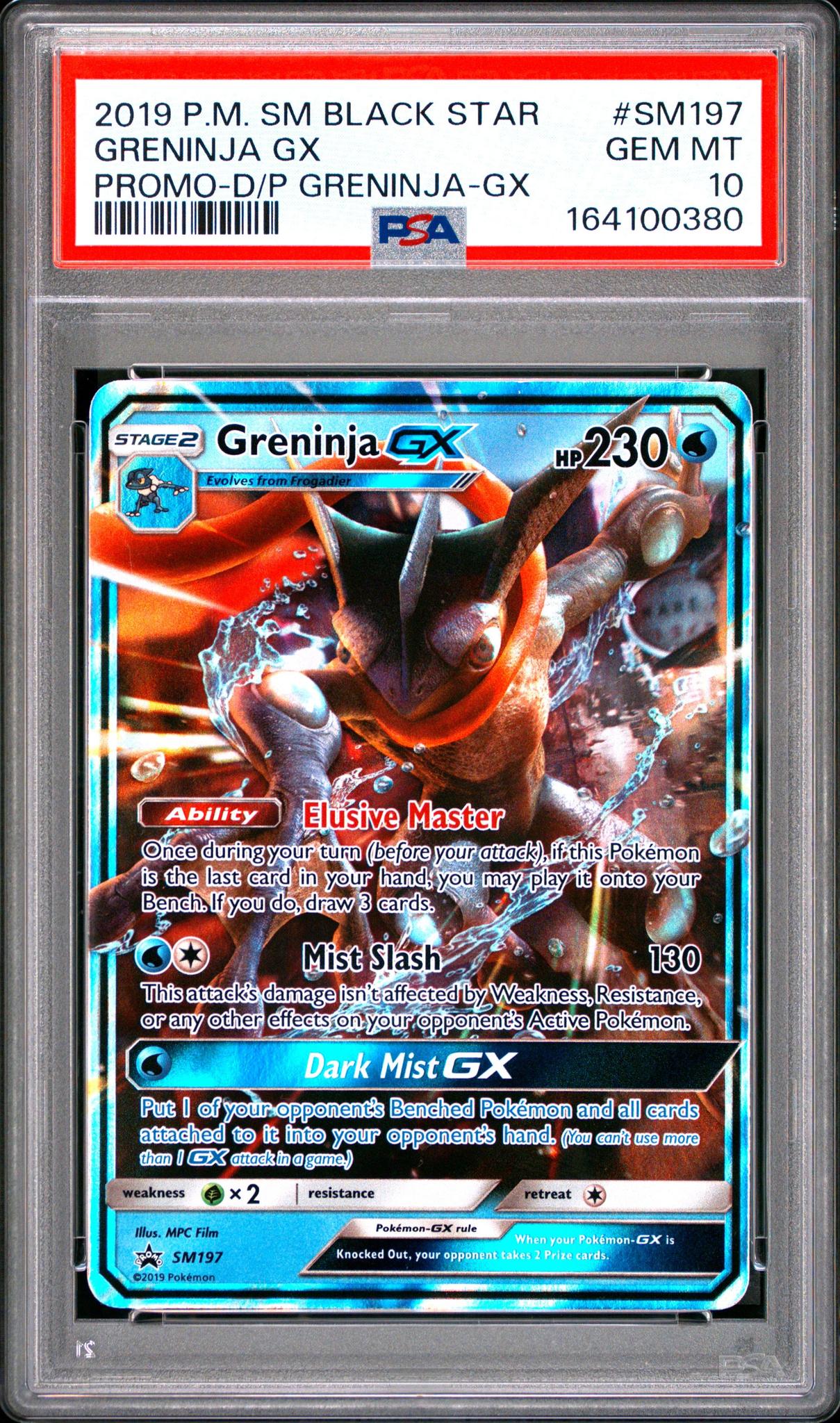 2019 POKEMON SM BLACK STAR PROMO SM197 GRENINJA GX DETECTIVE PIKACHU GRENINJA-GX PSA 10
