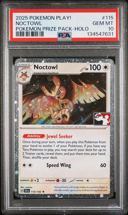 2025 Pokemon Play! Noctowl Holo PSA 10