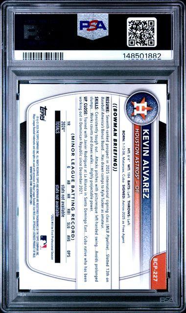 2025 BOWMAN CHROME PROSPECTS #BCP227 KEVIN ALVAREZ PROSPECTS-GEOMETRIC REF PSA 10