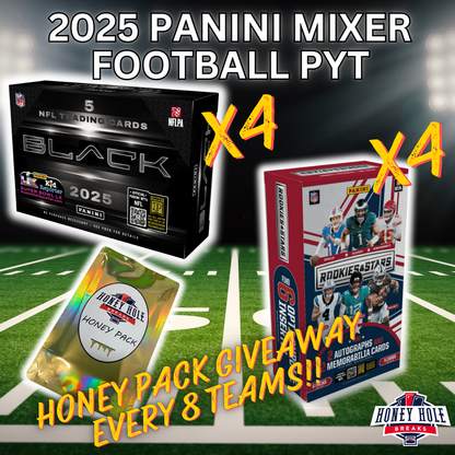 4x 2025 Panini Black Football Hobby, 4x 2025 Panini Rookies & Stars Football Hobby & 4x Honey Packs - Pick Your Team Break #1341