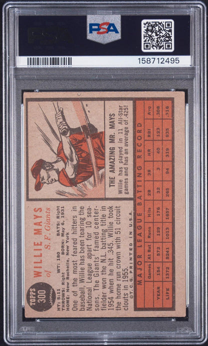 1962 TOPPS 300 WILLIE MAYS PSA 3.5