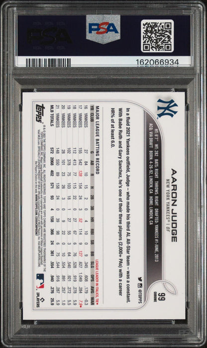2022 TOPPS CHROME #99 AARON JUDGE X-FRACTOR PSA 10