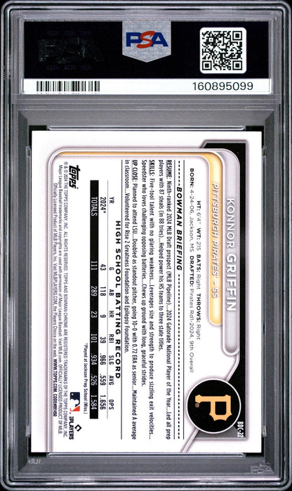 2024 BOWMAN DRAFT BDC22 KONNOR GRIFFIN CHROME PSA 10
