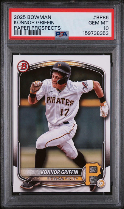 2025 BOWMAN PAPER PROSPECTS #BP86 KONNOR GRIFFIN PSA 10