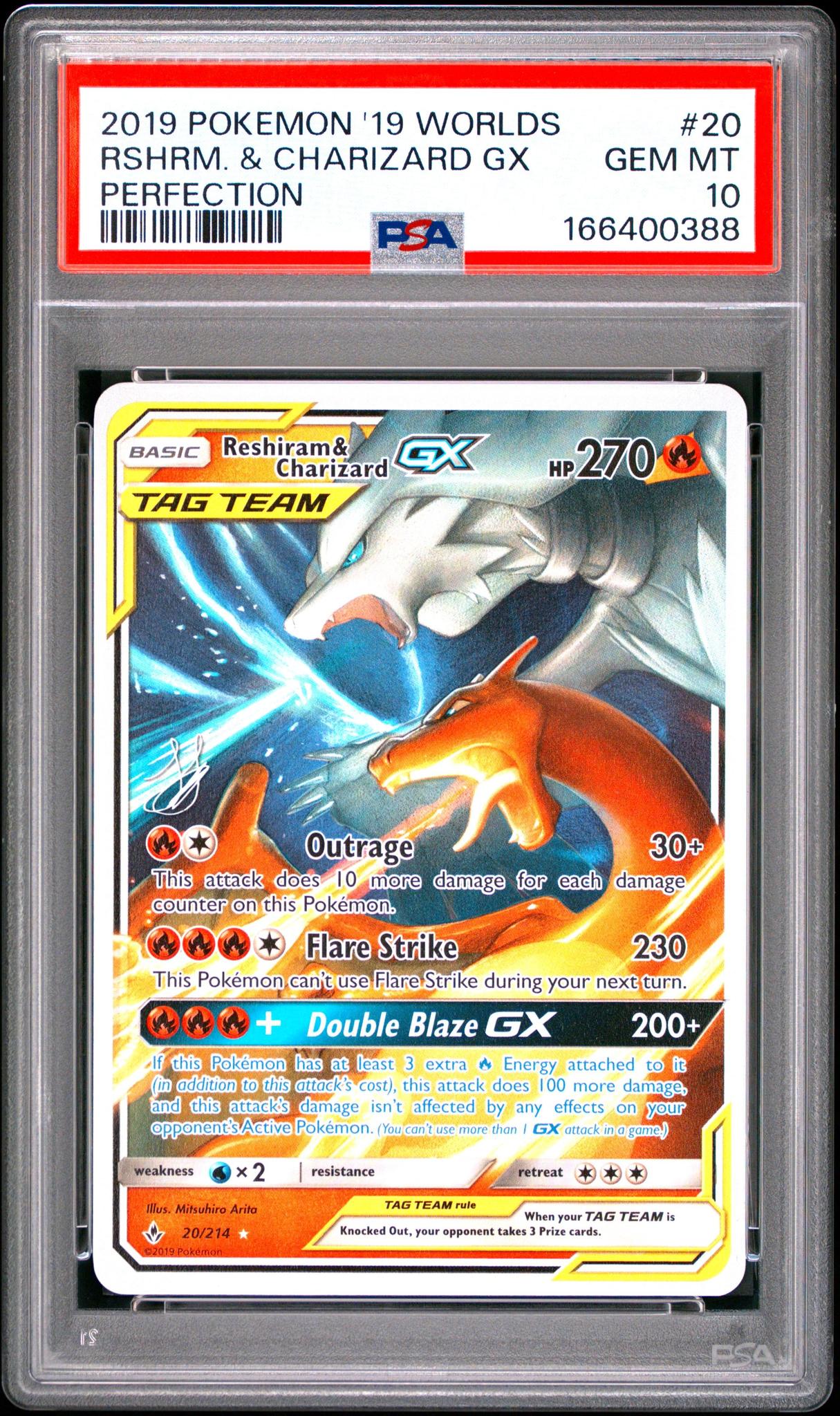 2019 Pokemon 2019 World Championships Deck: Perfection 20 Reshiram & Charizard Gx PSA 10