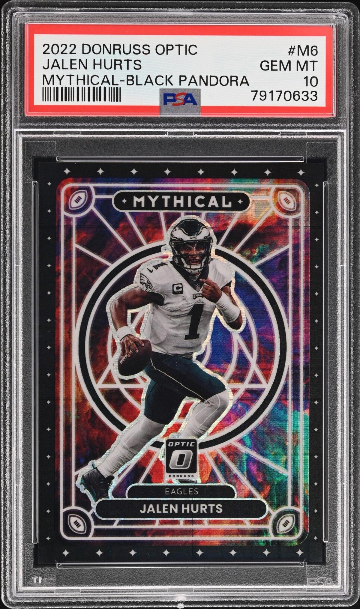 2022 Panini Donruss Optic Mythical M6 Jalen Hurts Black Pandora PSA 10
