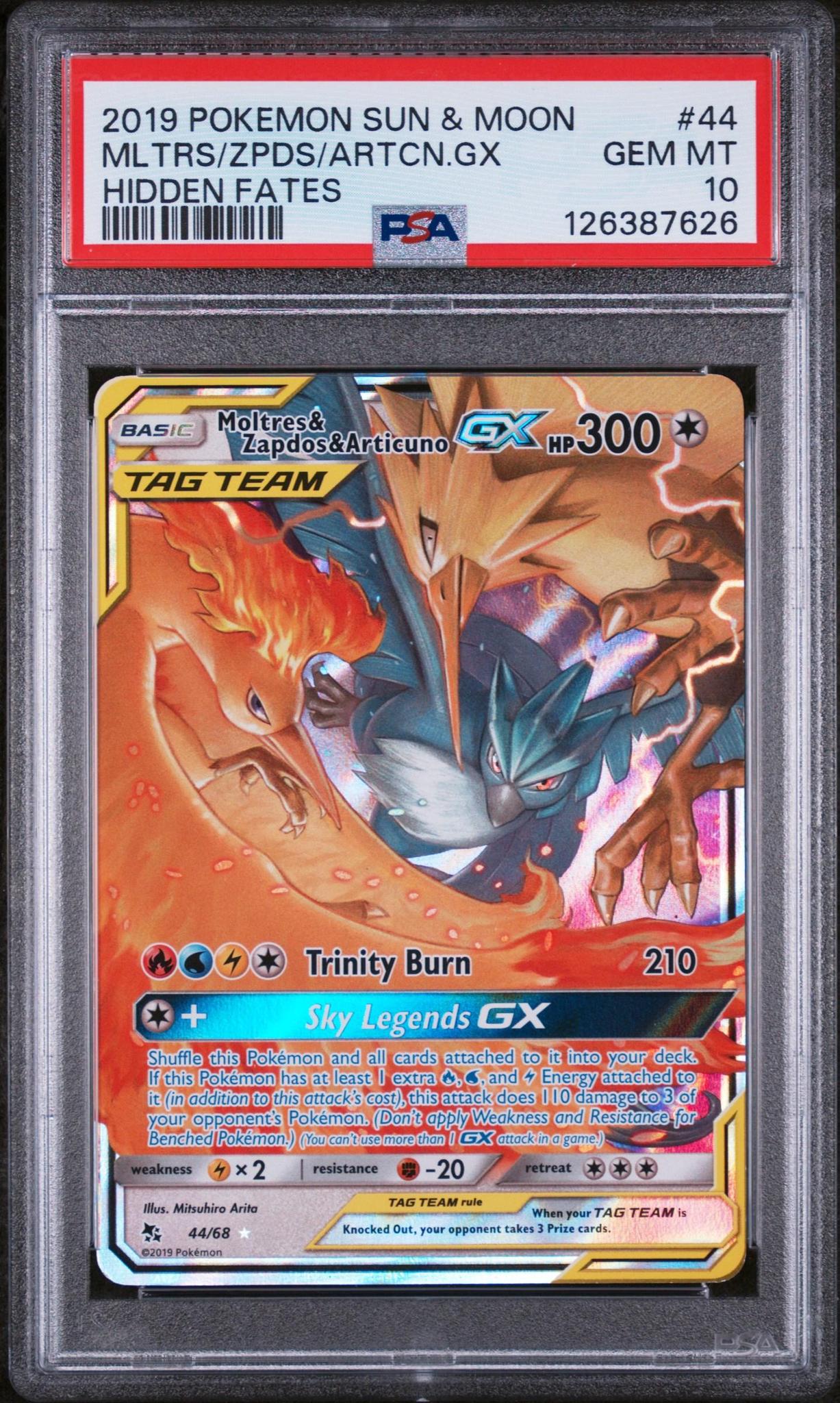 2019 Pokemon Moltres/Zapdos/Articuno GX PSA 10