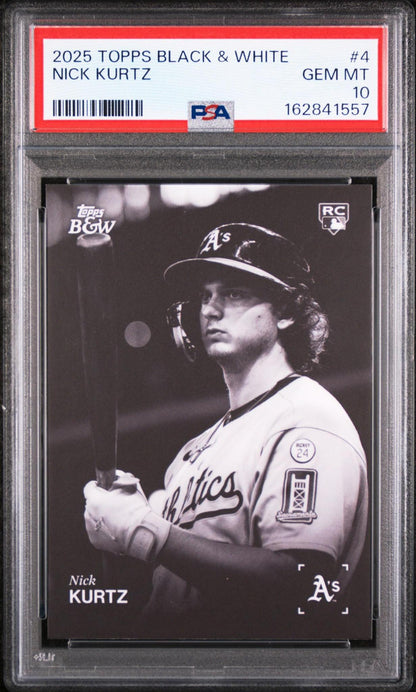 2025 Topps Black and White 4 Nick Kurtz PSA 10
