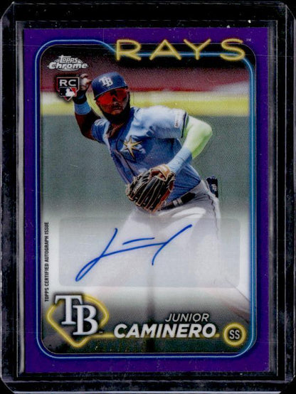 2024 Topps Chrome Update #AC-JCA Junior Caminero Autographs Purple Refractors #/250