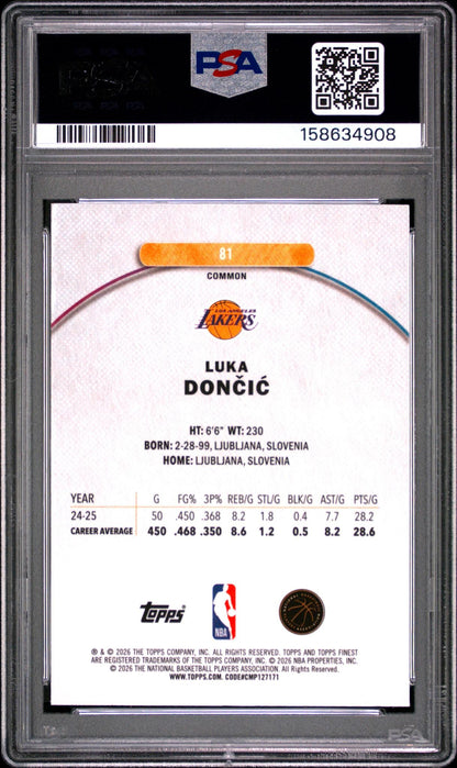 2025 Finest Luka Doncic #81 Oil Spill Refractor PSA 10
