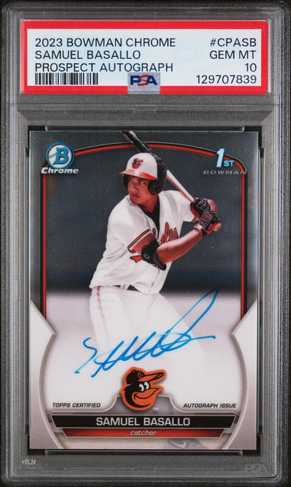 2023 BOWMAN CHROME PROSPECT AUTOGRAPHS CPASB SAMUEL BASALLO PSA 10