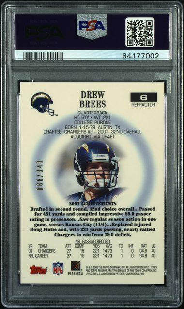 2002 Topps Pristine Drew Brees #6 Refractor PSA 10