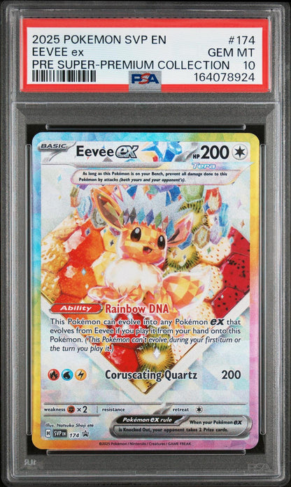 2025 POKEMON SVP EN-SV BLACK STAR PROMO 174 EEVEE EX PRISMATIC EVOLUTIONS SUPER PREMIUM COLLECTION PSA 10