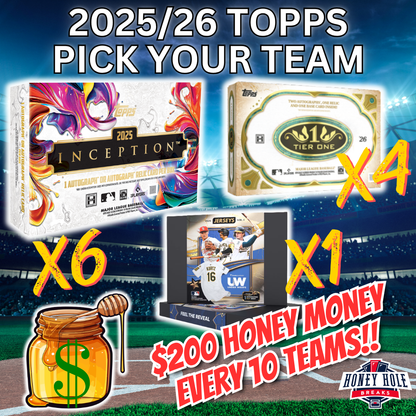 4x '26 Topps Tier One Baseball Hobby, 6x '25 Topps Inception Baseball Hobby, 1x '26 Under Wraps Mystery Autographed Baseball Jersey - PICK YOUR TEAM Break #1838