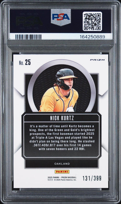 2025 Panini Prizm Talisman 25 Nick Kurtz Orange Pulsar PSA 10