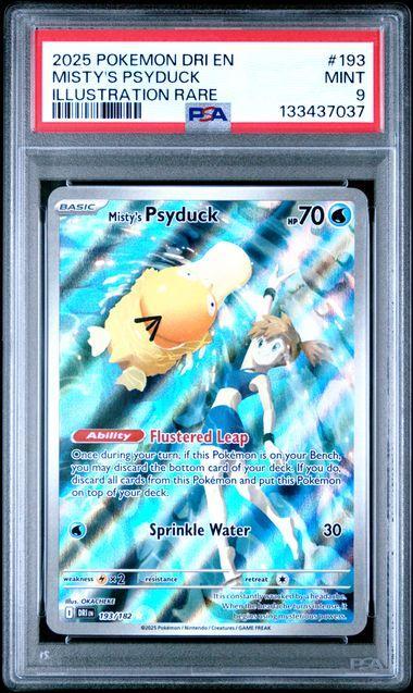 2025 POKEMON DRI EN-DESTINED RIVALS #193 MISTY'S PSYDUCK ILLUSTRATION RARE PSA 9