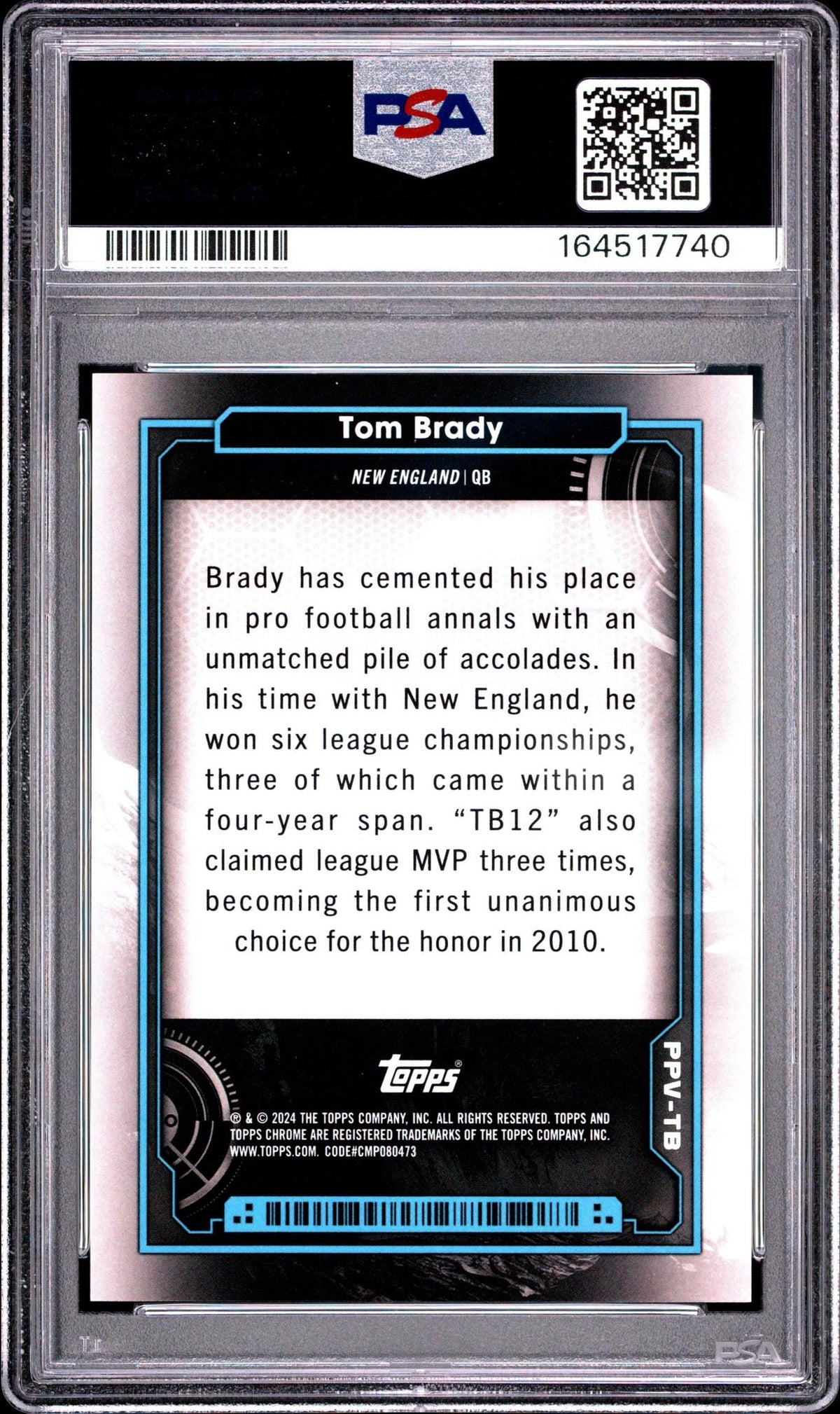 2024 TOPPS COSMIC CHROME PLANETARY PURSUIT TB TOM BRADY VENUS PSA 10