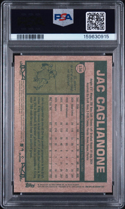 2026 TOPPS HERITAGE #136 - JAC CAGLIANONE CHROME PSA 10