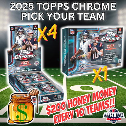 4x 2025 Topps Chrome Football Hobby, 1x 2025 Topps Chrome Football Delight - Pick Your Team Break #2059