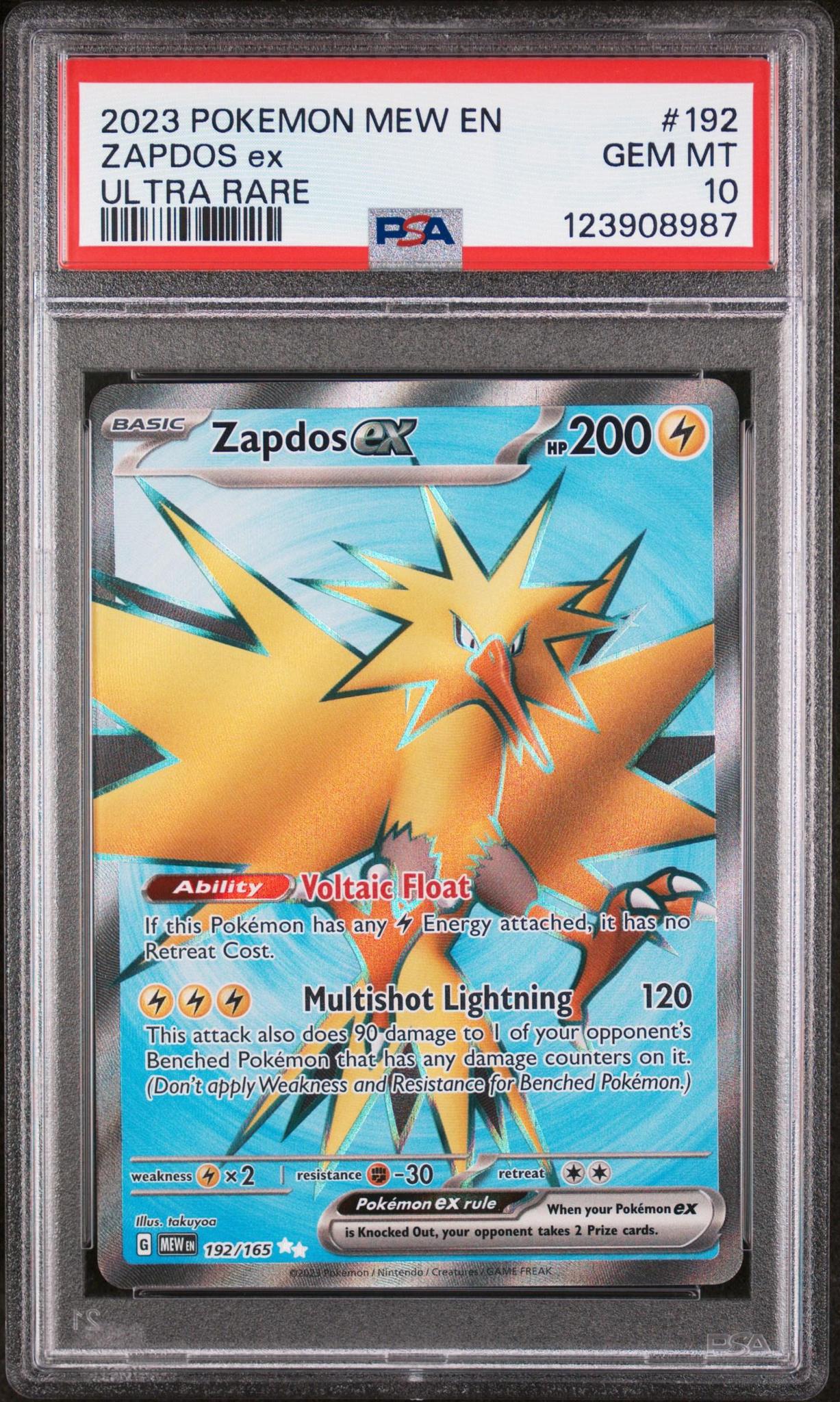 2023 Pokemon MEW Zapdos EX Ultra Rare PSA 10