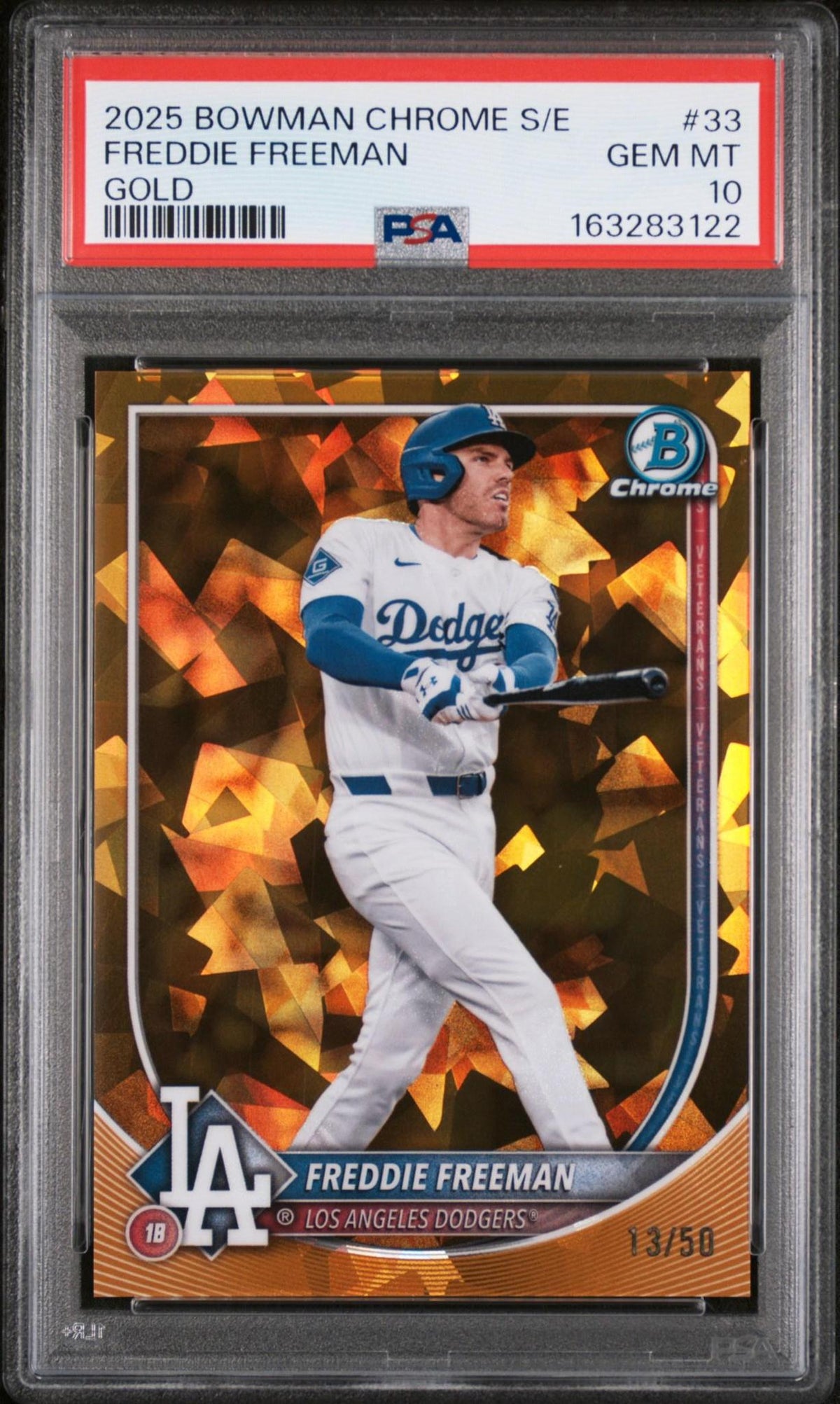 2025 BOWMAN CHROME SAPPHIRE EDITION 33 FREDDIE FREEMAN GOLD PSA 10