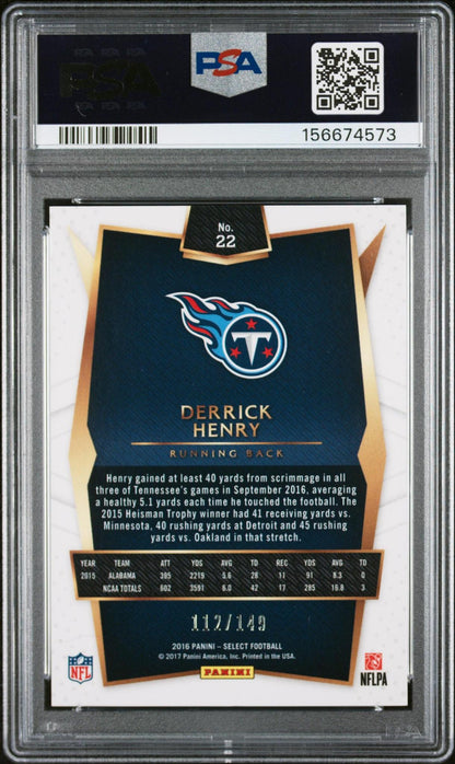 2016 PANINI SELECT 22 DERRICK HENRY BLUE PRIZM PSA 10