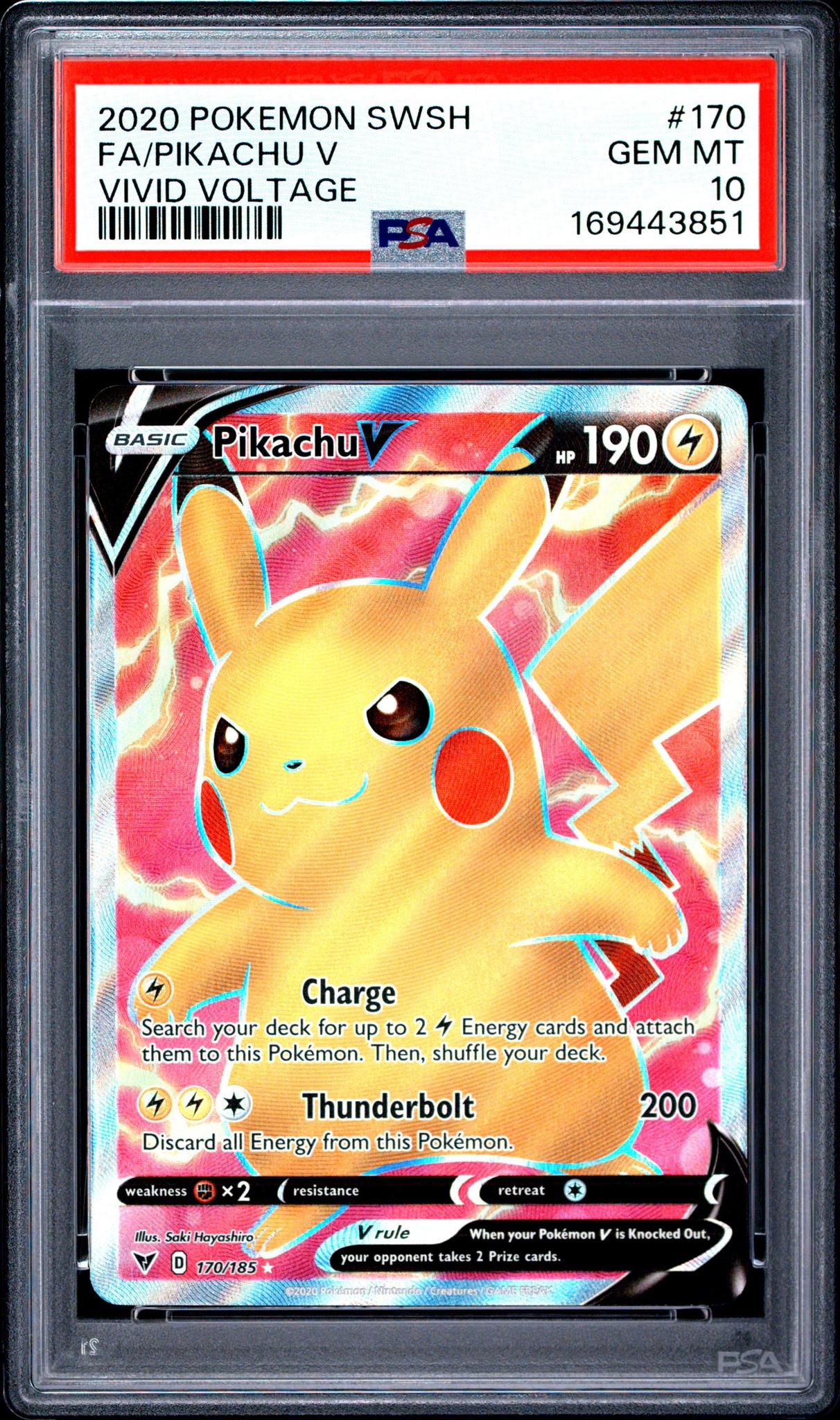 2020 POKEMON SWORD & SHIELD VIVID VOLTAGE 170 FULL ART/PIKACHU V PSA 10