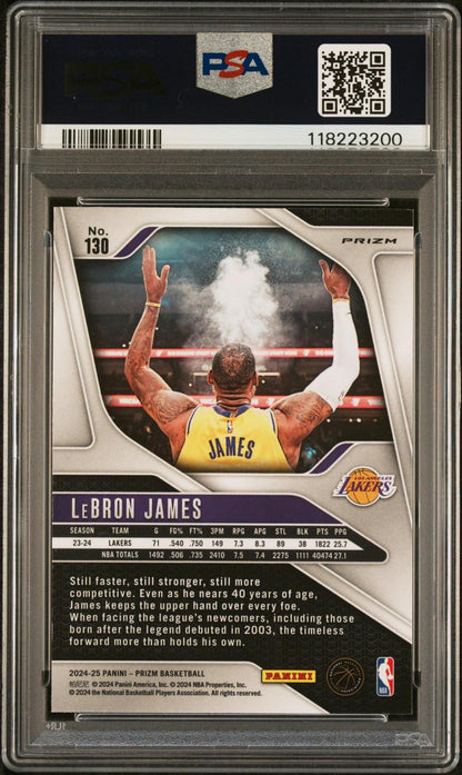 2024 Panini Prizm #130 Lebron James Red Ice PSA 8
