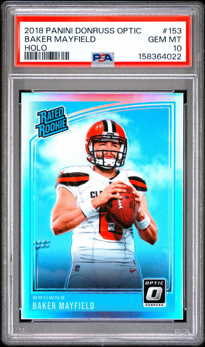 2018 PANINI DONRUSS OPTIC 153 BAKER MAYFIELD HOLO PSA 10