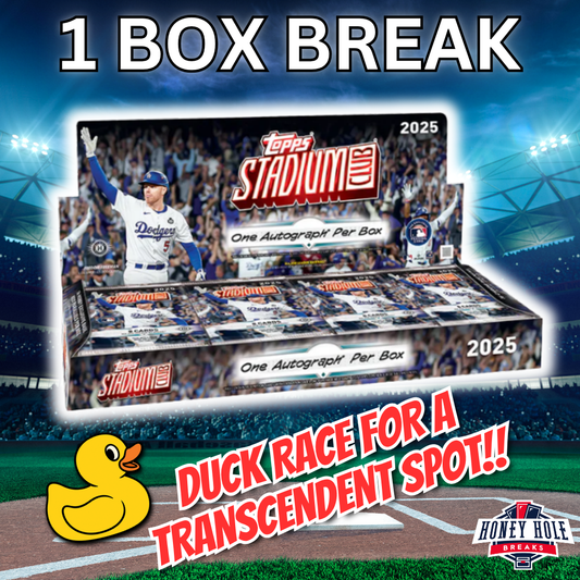 1x 2025 Topps Stadium Club Hobby + TRANSCENDENT SPOT DUCK RACE - 3 RANDOM TEAM Break #1598