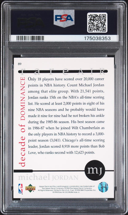 1994 UPPER DECK MJ RARE AIR 89 MICHAEL JORDAN PSA 10