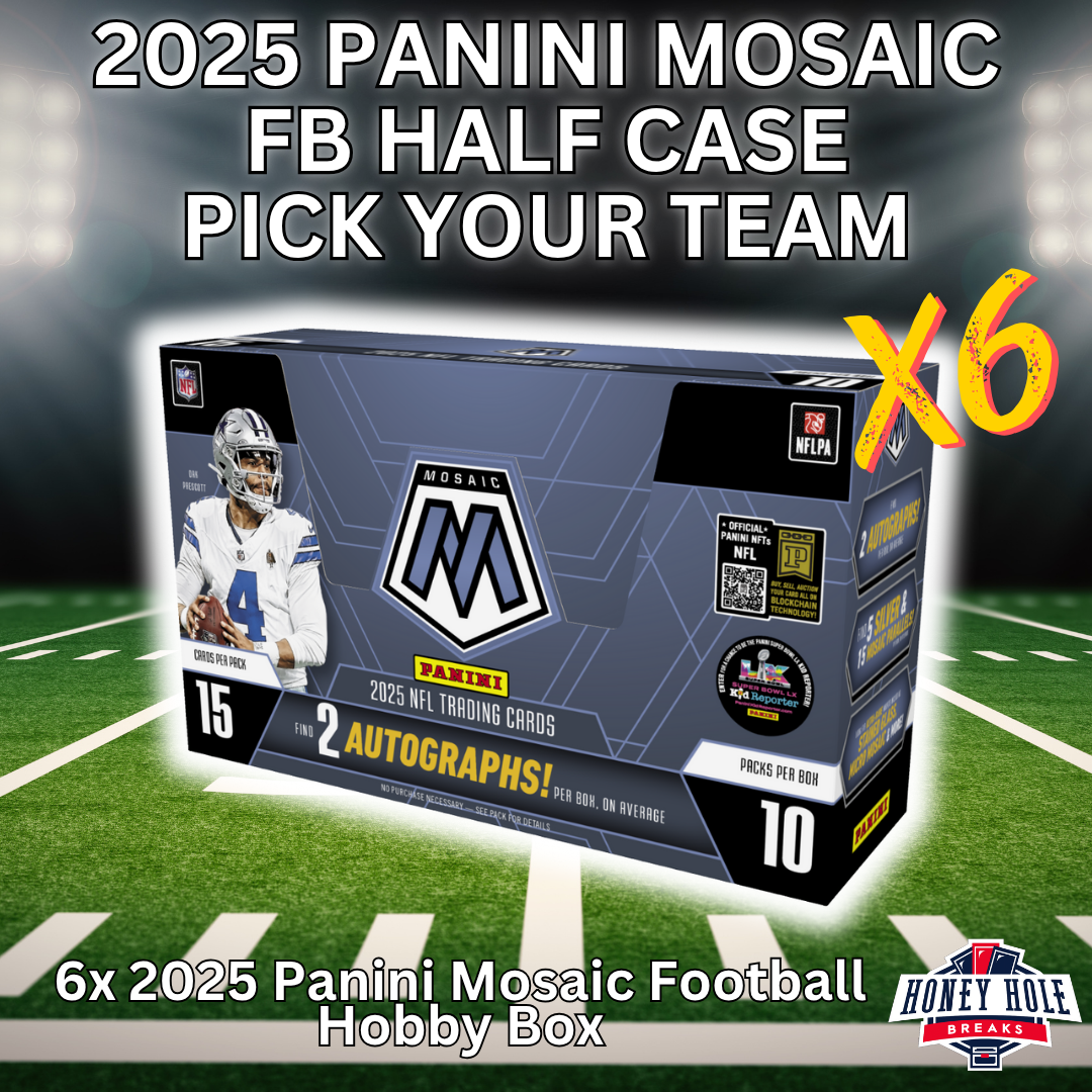 HALF CASE 2025 Panini Mosaic Football Hobby (6 Boxes) - Pick Your Team Break #1219