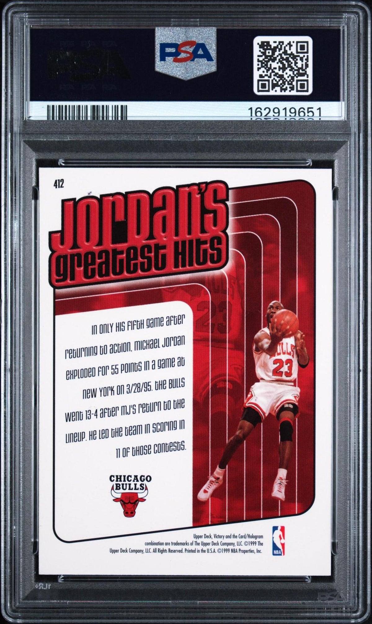 1999 UPPER DECK VICTORY #412 MICHAEL JORDAN PSA 10