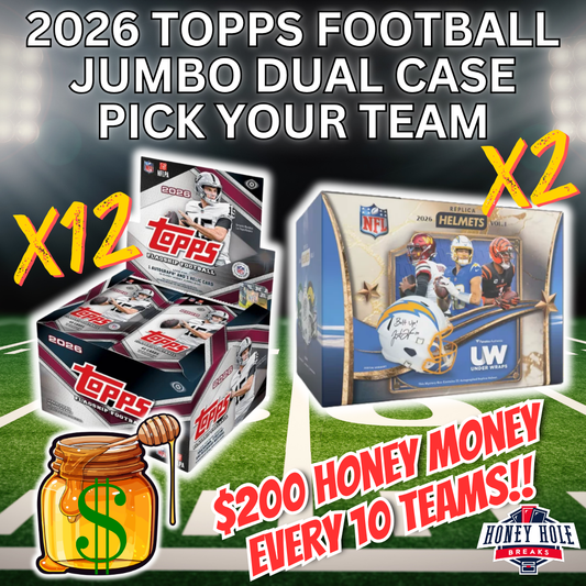 DUAL CASE (12x) 2026 Topps Football Jumbo, 2x 2026 Under Wraps Autographed NFL Replica Helmets - Pick Your Team Break #2004