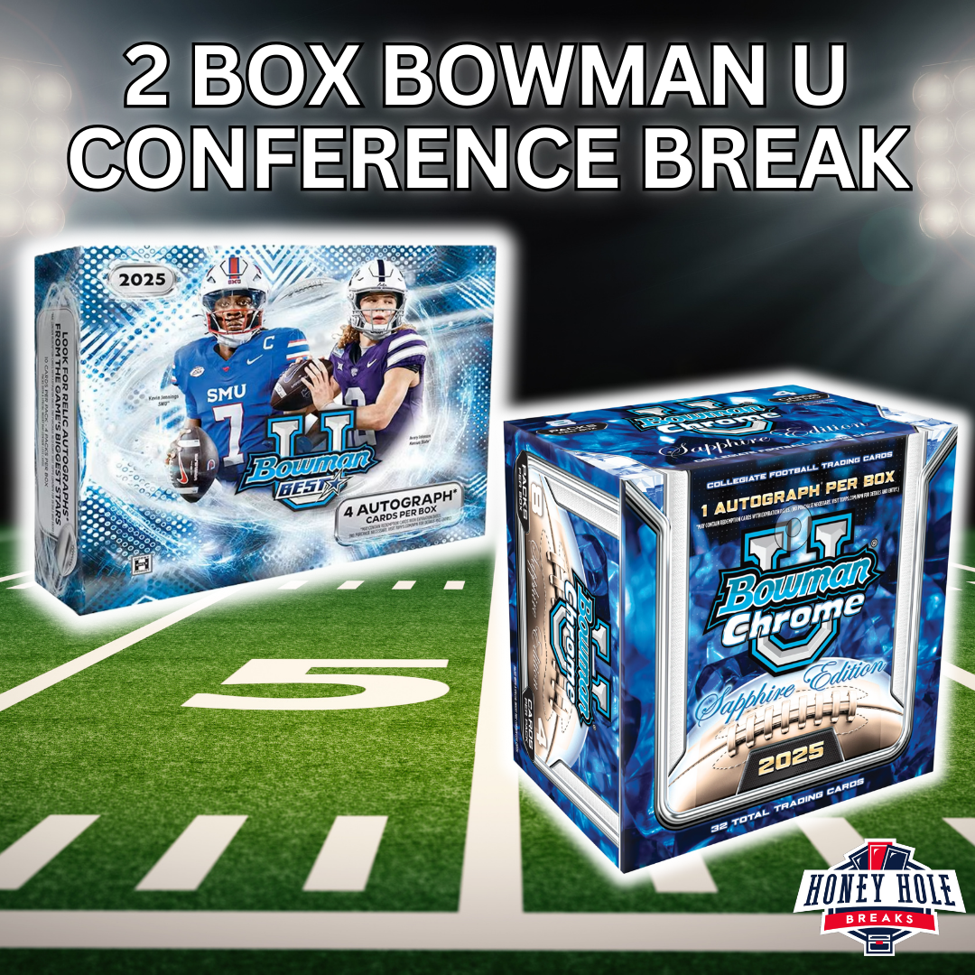 1x 2025 Bowman's Best U Football Hobby, 1x 2025 Bowman Chrome U Football Sapphire - Random Conference Break #1301
