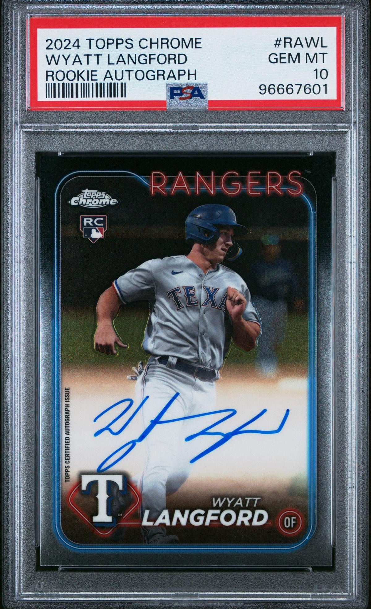 2024 Topps Chrome Rookie Autographs Rawl Wyatt Langford PSA 10