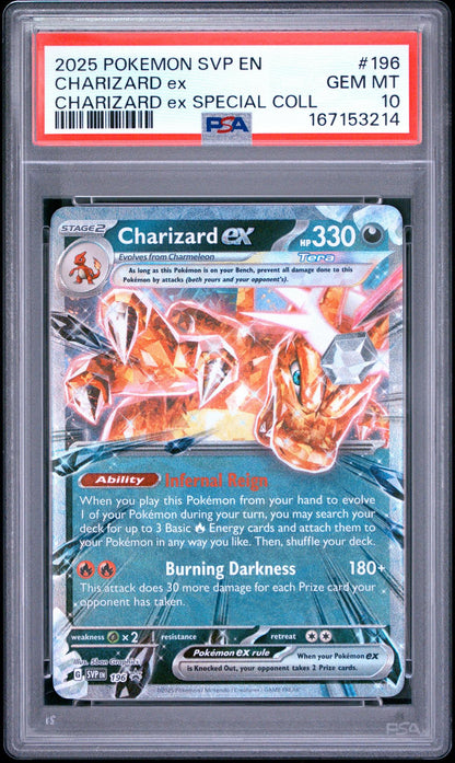 2025 POKEMON SVP EN-SV BLACK STAR PROMO 196 CHARIZARD EX CHARIZARD ex SPECIAL COLLECTION PSA 10