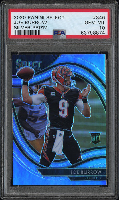 2020 Panini Select #346 Joe Burrow Silver Prizm PSA 10