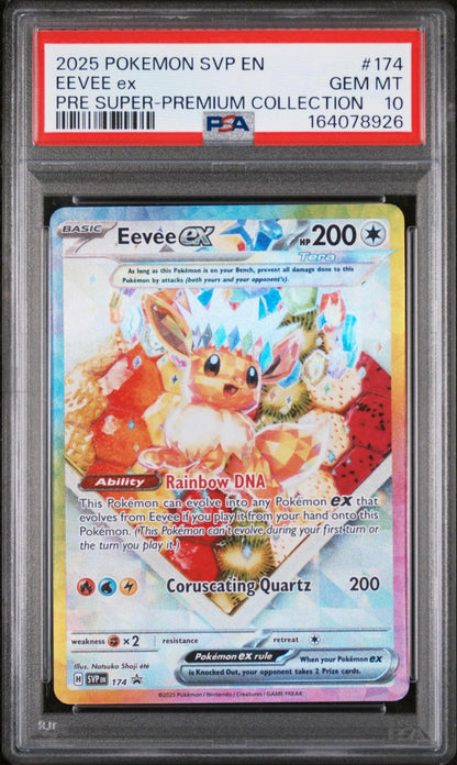 2025 POKEMON SVP EN-SV BLACK STAR PROMO #174 EEVEE EX PRISMATIC EVOLUTIONS SUPER-PREMIUM COLLECTION PSA 10