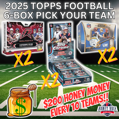 2x '25 Topps Chrome Football Hobby, 2x 2026 Under Wraps Autographed NFL Replica Helmets,  2x '25 Topps Resurgence Football Delight - Pick Your Team Break #1986
