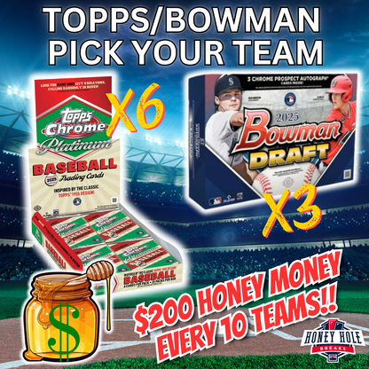 6x 2025 Topps Chrome Platinum Baseball Hobby, 3x '25 Bowman Draft Delight - PICK YOUR TEAM Break #2060