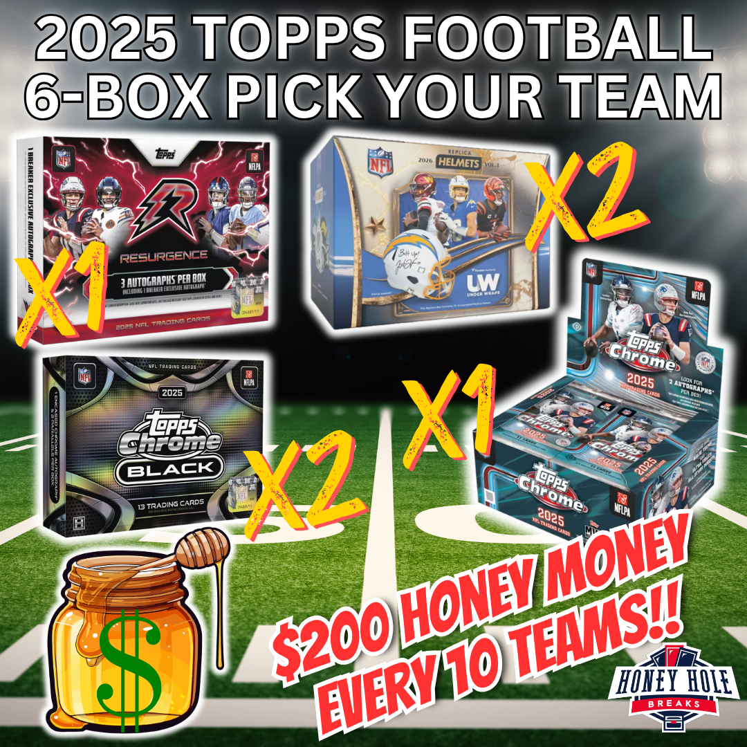1x '25 Topps Chrome Football Jumbo, 2x '25 Topps Chrome Black Football Hobby, 2x 2026 Under Wraps Autographed NFL Replica Helmets,  1x '25 Topps Resurgence Football Delight - Pick Your Team Break #1993