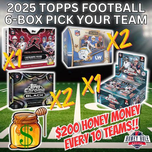 1x '25 Topps Chrome Football Jumbo, 2x '25 Topps Chrome Black Football Hobby, 2x 2026 Under Wraps Autographed NFL Replica Helmets,  1x '25 Topps Resurgence Football Delight - Pick Your Team Break #1993