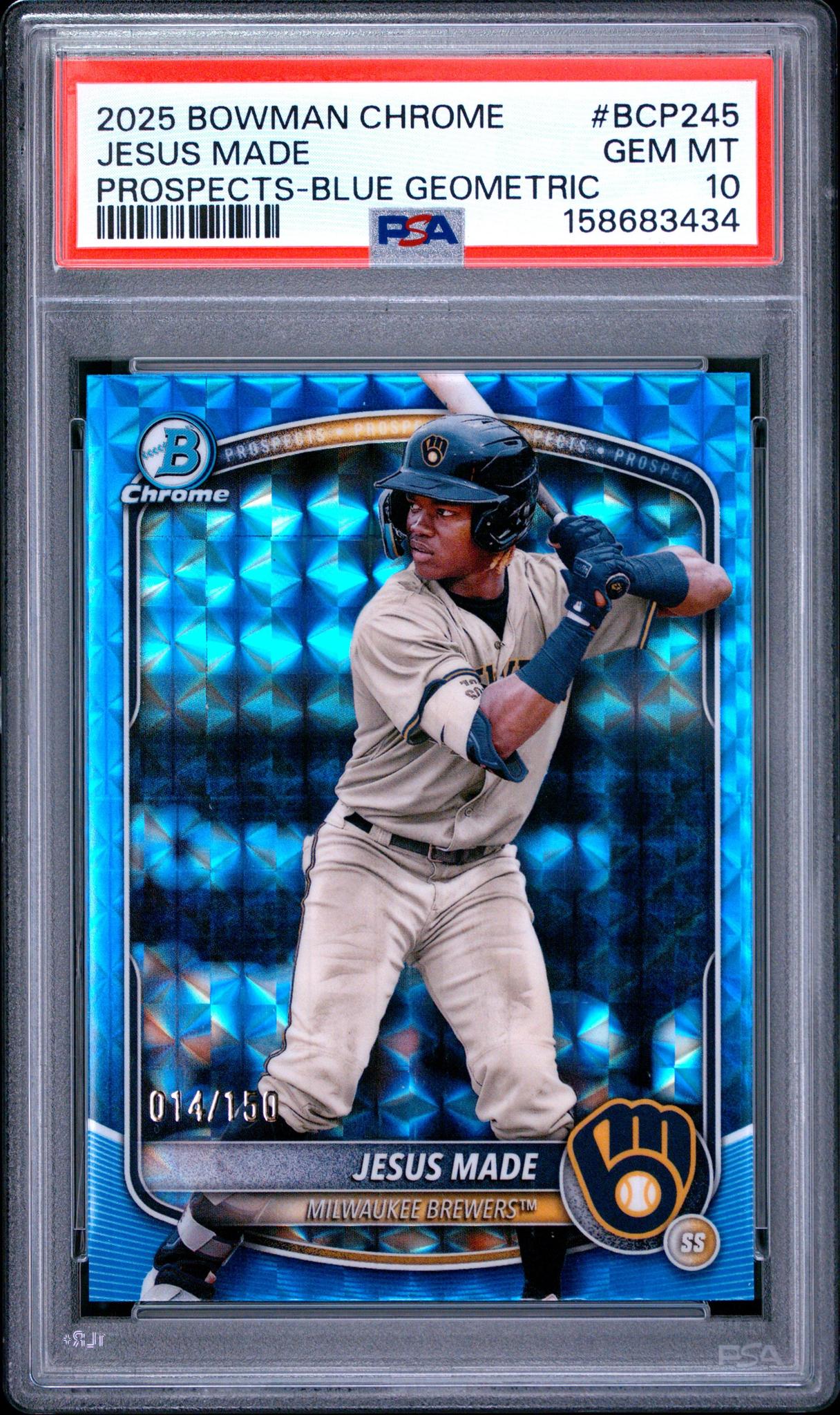 2025 BOWMAN CHROME PROSPECTS BCP245 JESUS MADE BLUE GEOMETRIC PSA 10