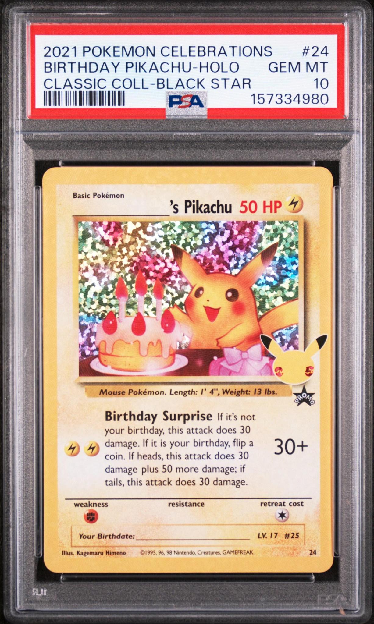 2021 POKEMON CELEBRATIONS CLASSIC COLLECTION 24 BIRTHDAY PIKACHU-HOLO PSA 10