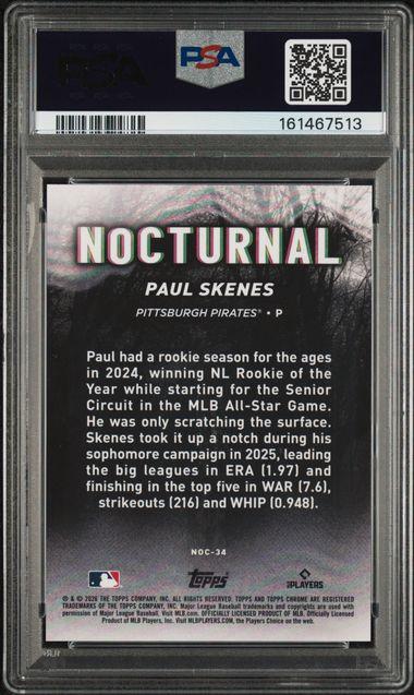 2026 Topps Chrome Black Paul Skenes Nocturnal PSA 10