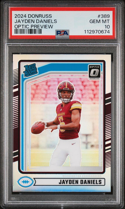 2024 Panini Donruss #389 Jayden Daniels Optic Preview PSA 10
