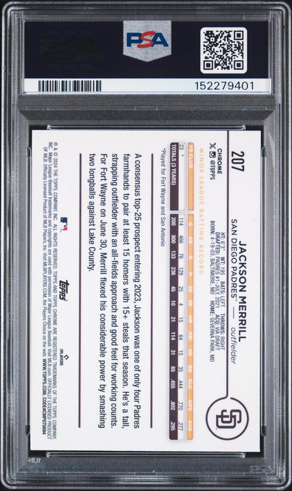 2024 Topps Chrome 207 Jackson Merrill PSA Authentic