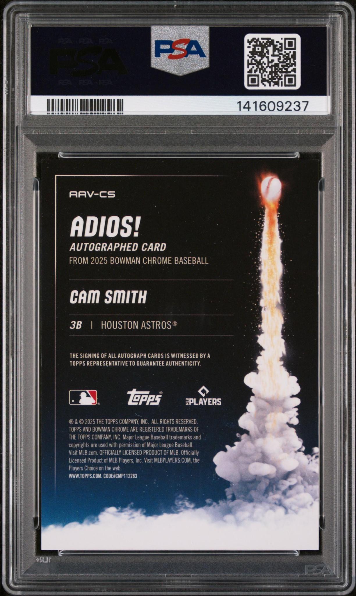 2025 Bowman Chrome Cam Smith #AAV-CS Rookie Autograph Adios PSA 10