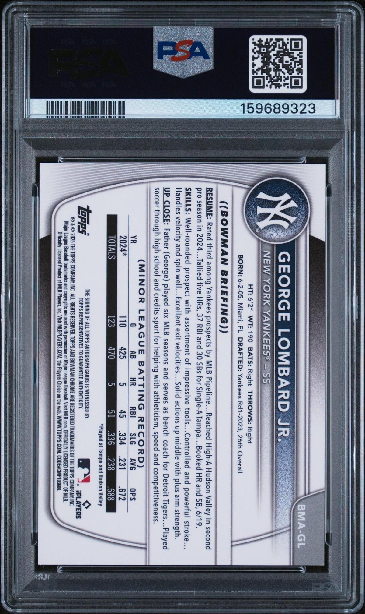 2025 Bowman Mega Box Bowman Prospect Mega Autographs Gl George Lombard Jr.
